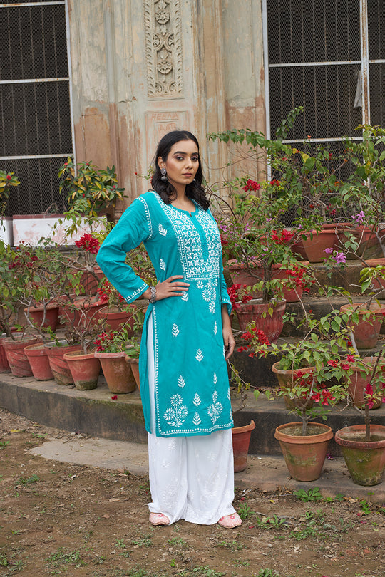 Rangreza Ethnic Alifa Cotton Kurta Blue