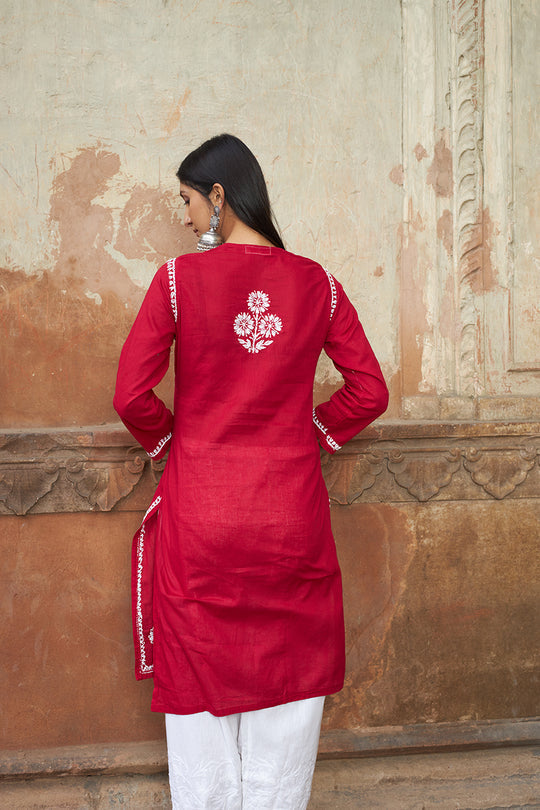 Rangreza Ethnic Alifa Cotton Kurta Maroon