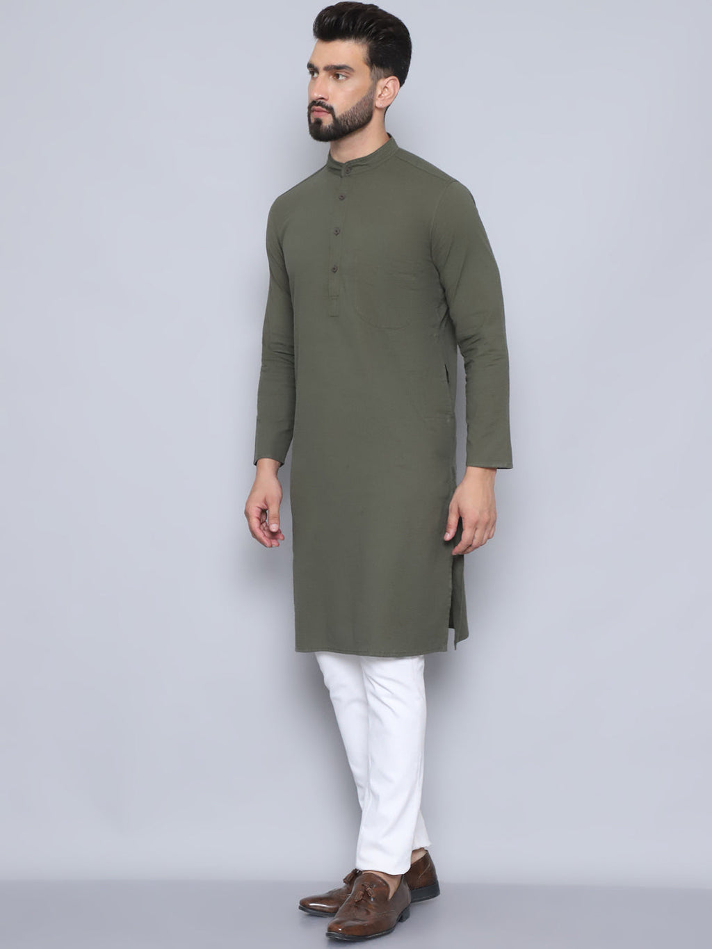 Even Apparels Men's Pure Cotton Green Kurta