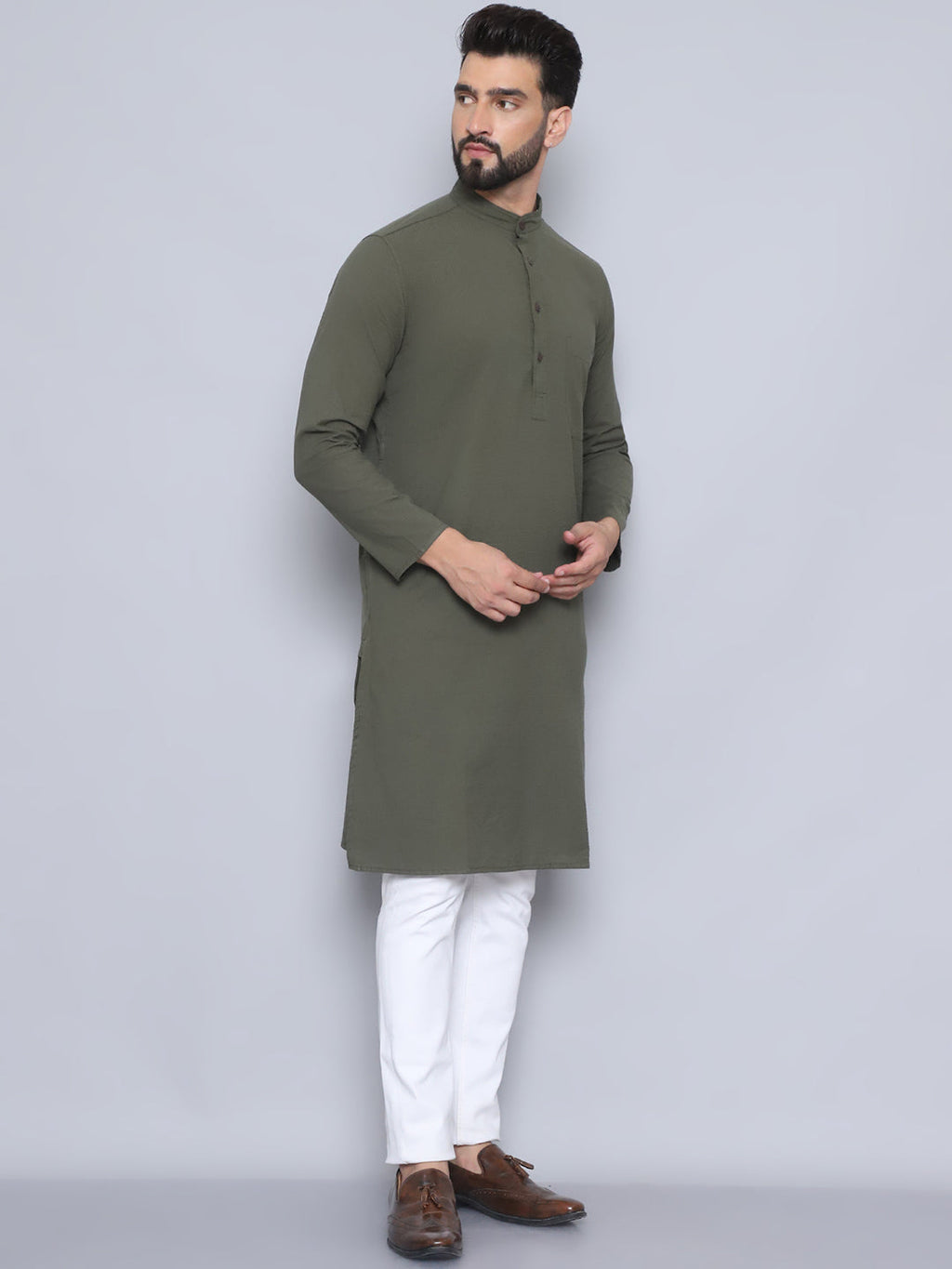 Even Apparels Men's Pure Cotton Green Kurta