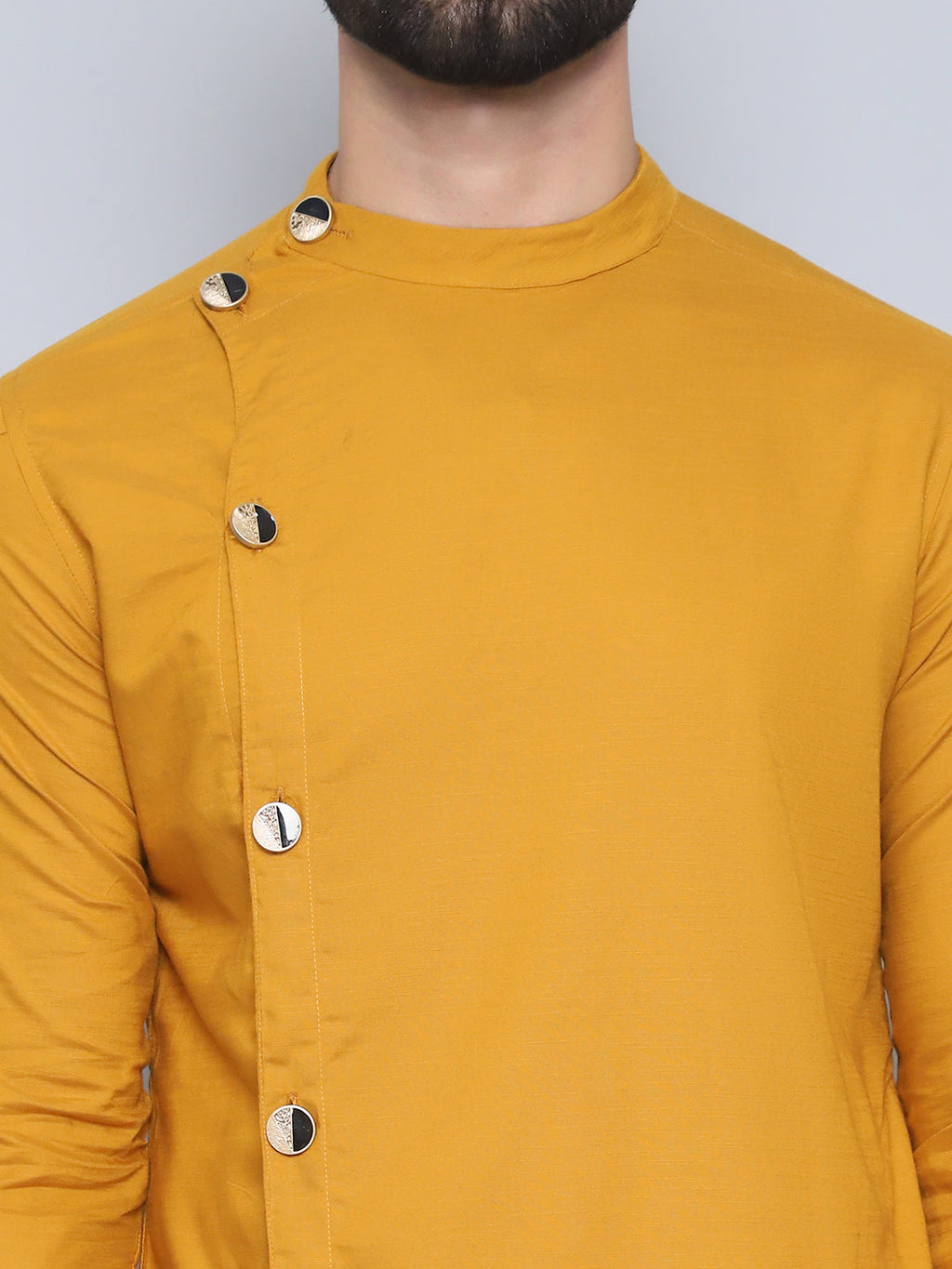 Even Apparels Men's Pure Cotton Yellow Sherwani Kurta