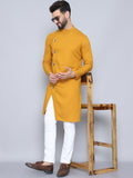 Even Apparels Men's Pure Cotton Yellow Sherwani Kurta