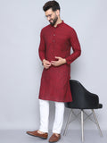 Even Apparels Men's Pure Cotton Maroon Kurta
