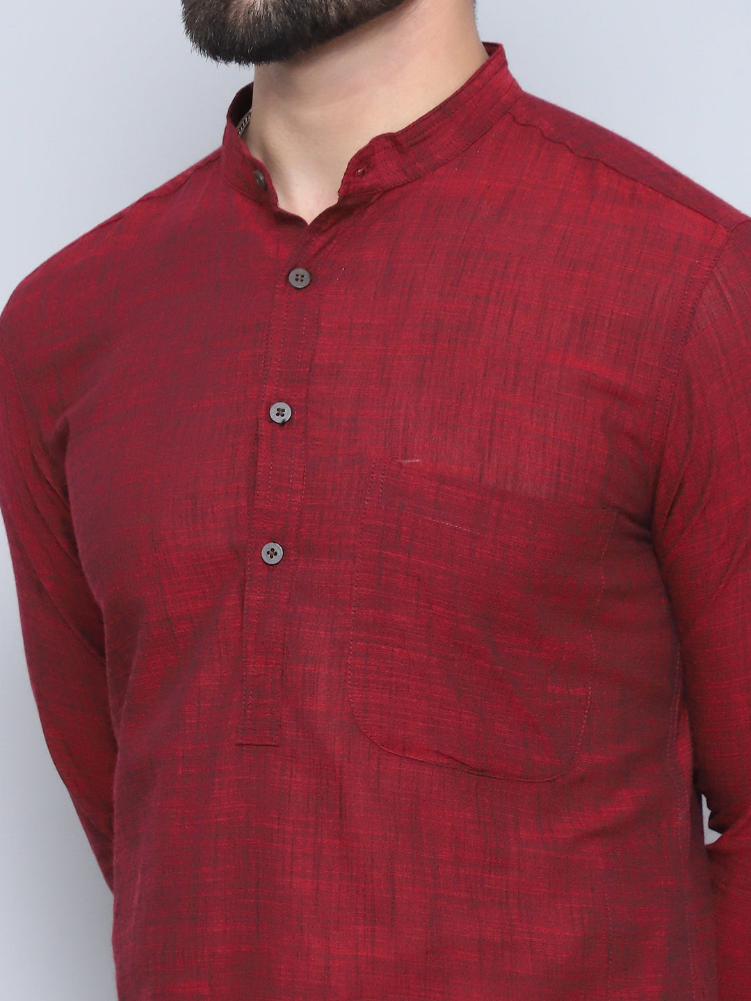 Even Apparels Men's Pure Cotton Maroon Kurta