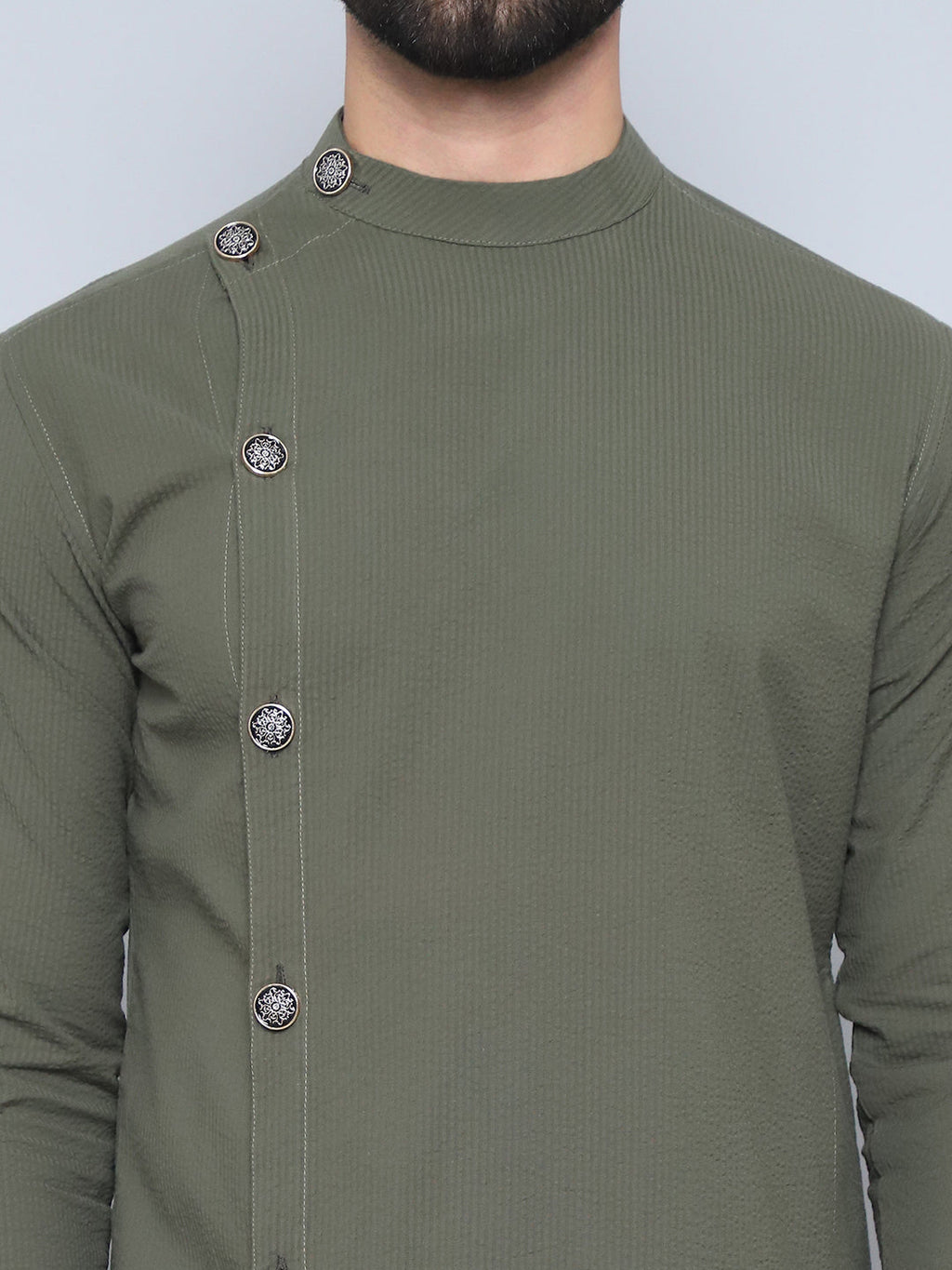 Even Apparels Men's Pure Cotton Green Sherwani Kurta