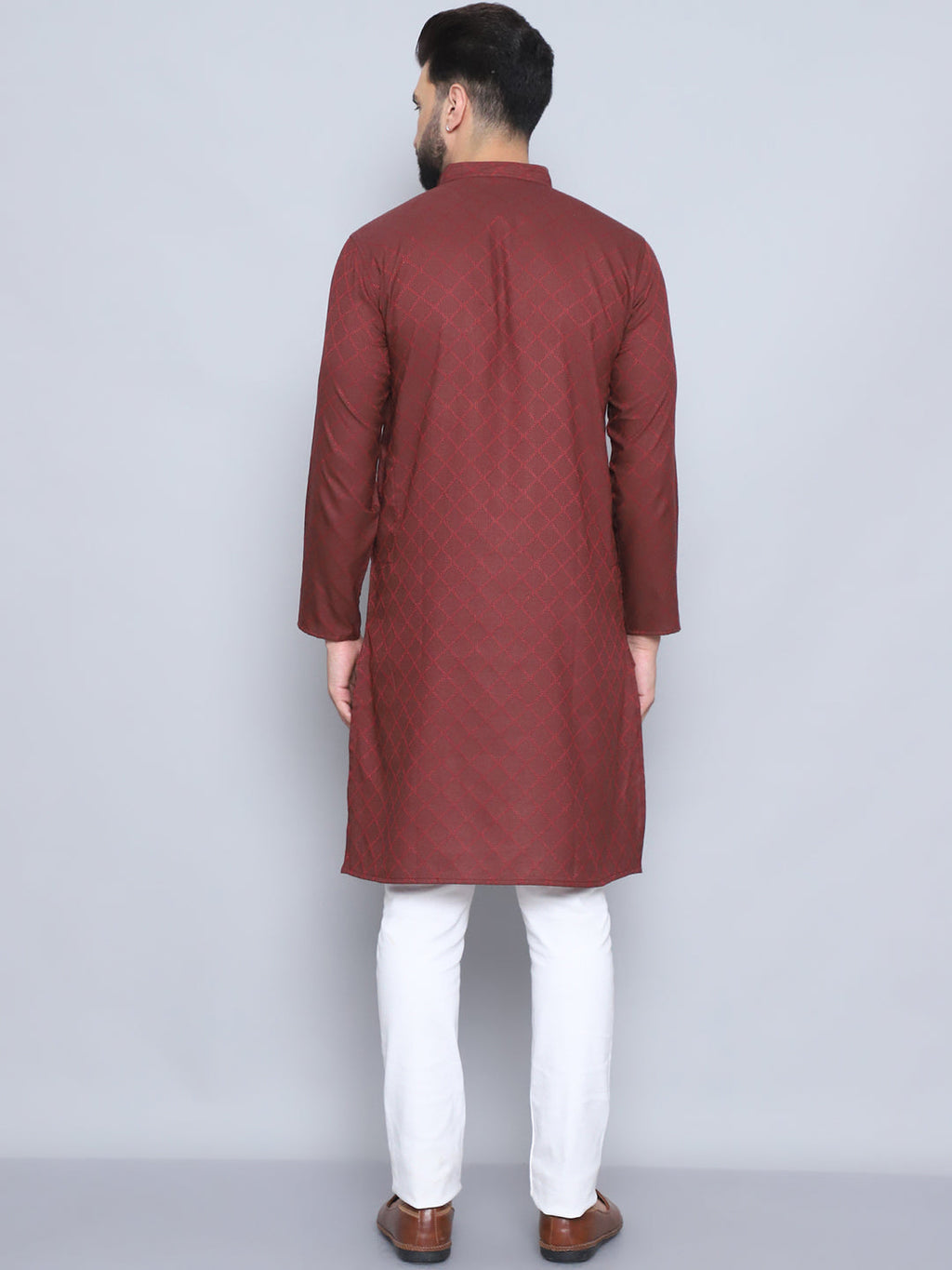 Even Apparels Men's Pure Cotton Maroon Kurta