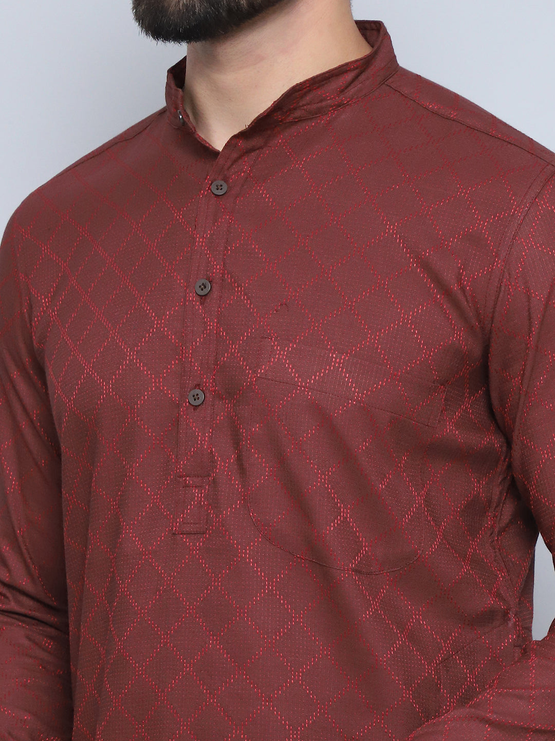 Even Apparels Men's Pure Cotton Maroon Kurta