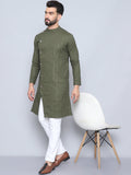 Even Apparels Men's Pure Cotton Green Sherwani Kurta