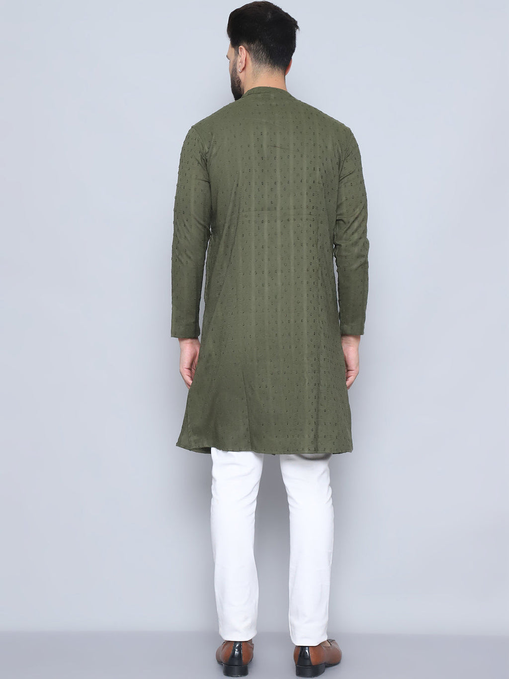 Even Apparels Men's Pure Cotton Green Sherwani Kurta