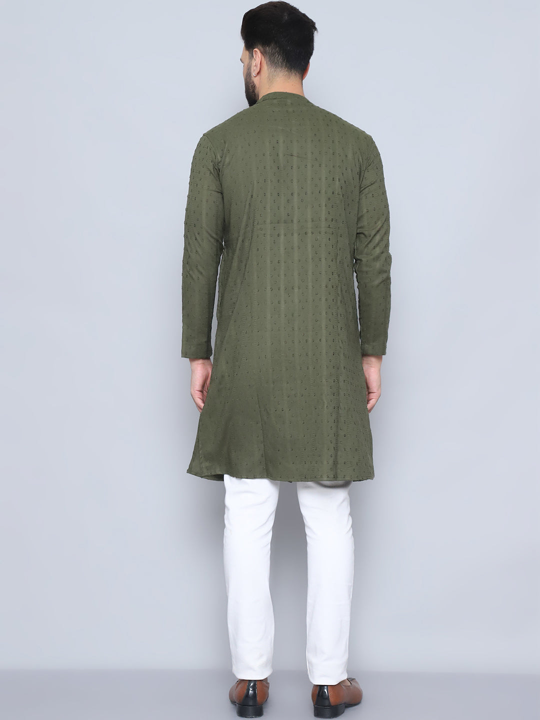 Even Apparels Men's Pure Cotton Green Sherwani Kurta