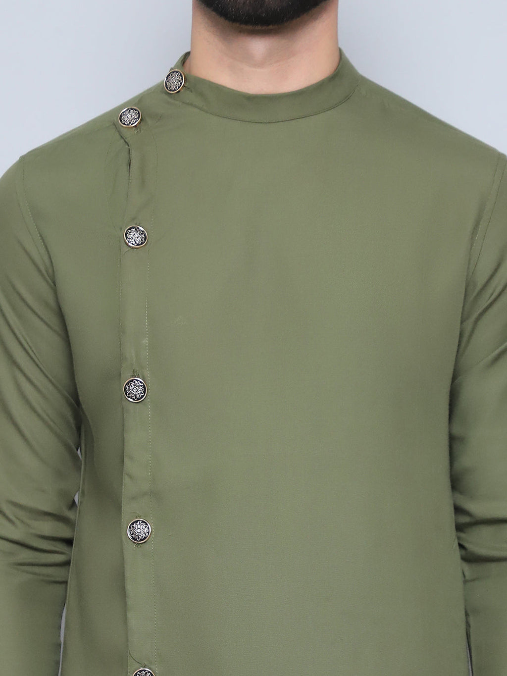 Even Apparels Men's Pure Cotton Green Sherwani Kurta