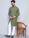 Even Apparels Men's Pure Cotton Green Sherwani Kurta