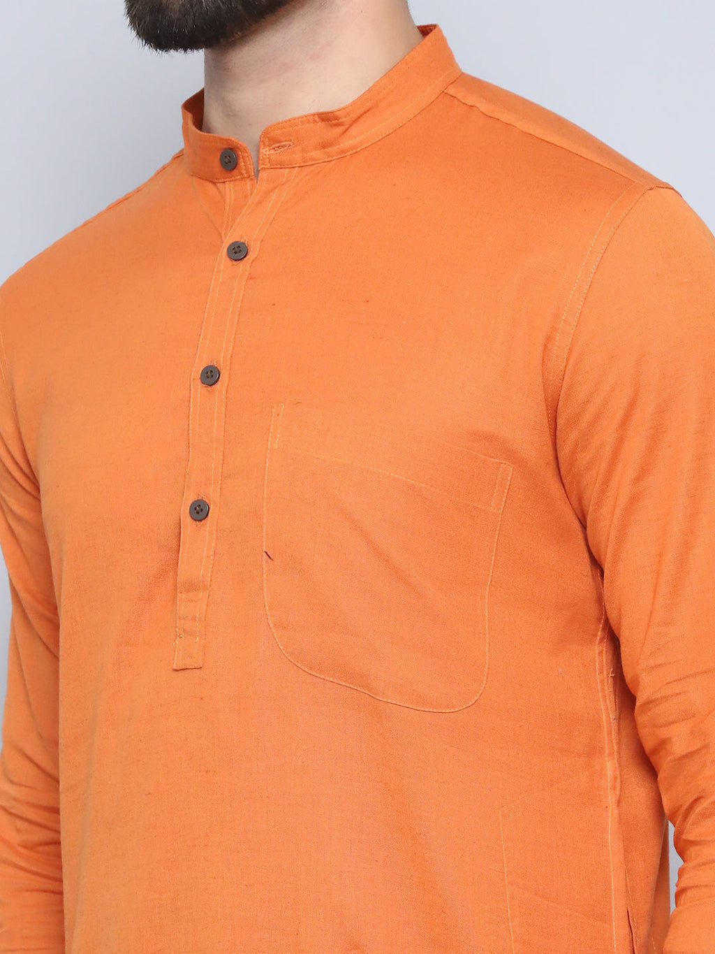 Even Apparels Men's Pure Cotton Orange Kurta