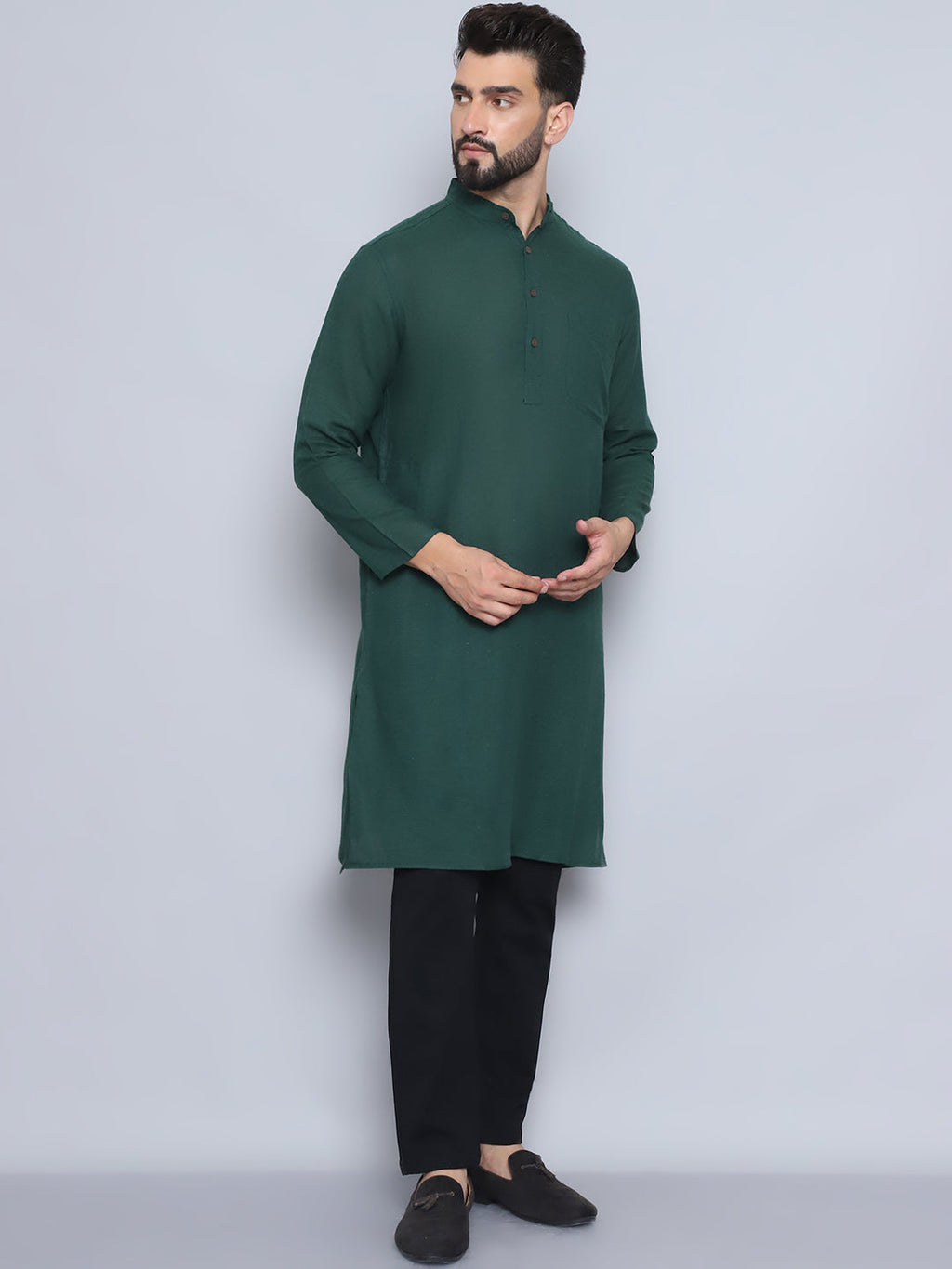 Even Apparels Men's Pure Cotton Green Kurta