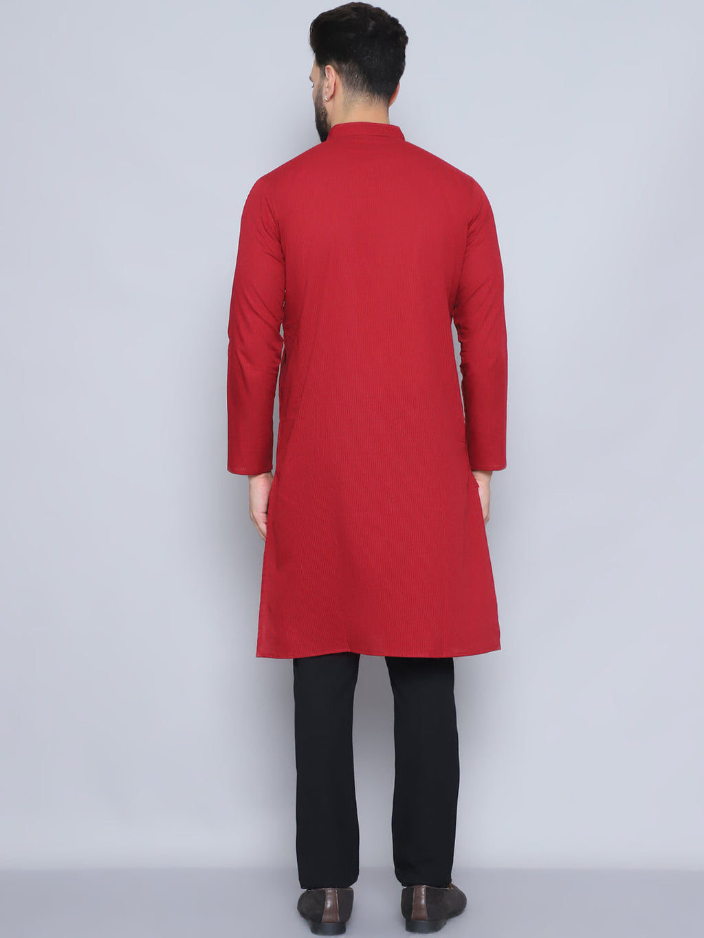 Even Apparels Men's Pure Cotton Maroon Kurta