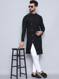 Even Apparels Men's Pure Cotton Black Sherwani Kurta