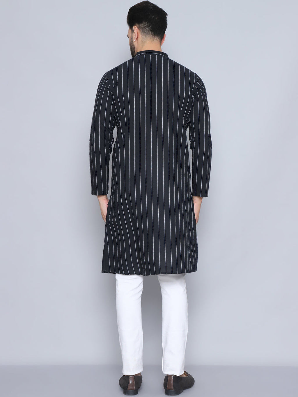 Even Apparels Men's Pure Cotton Black Kurta