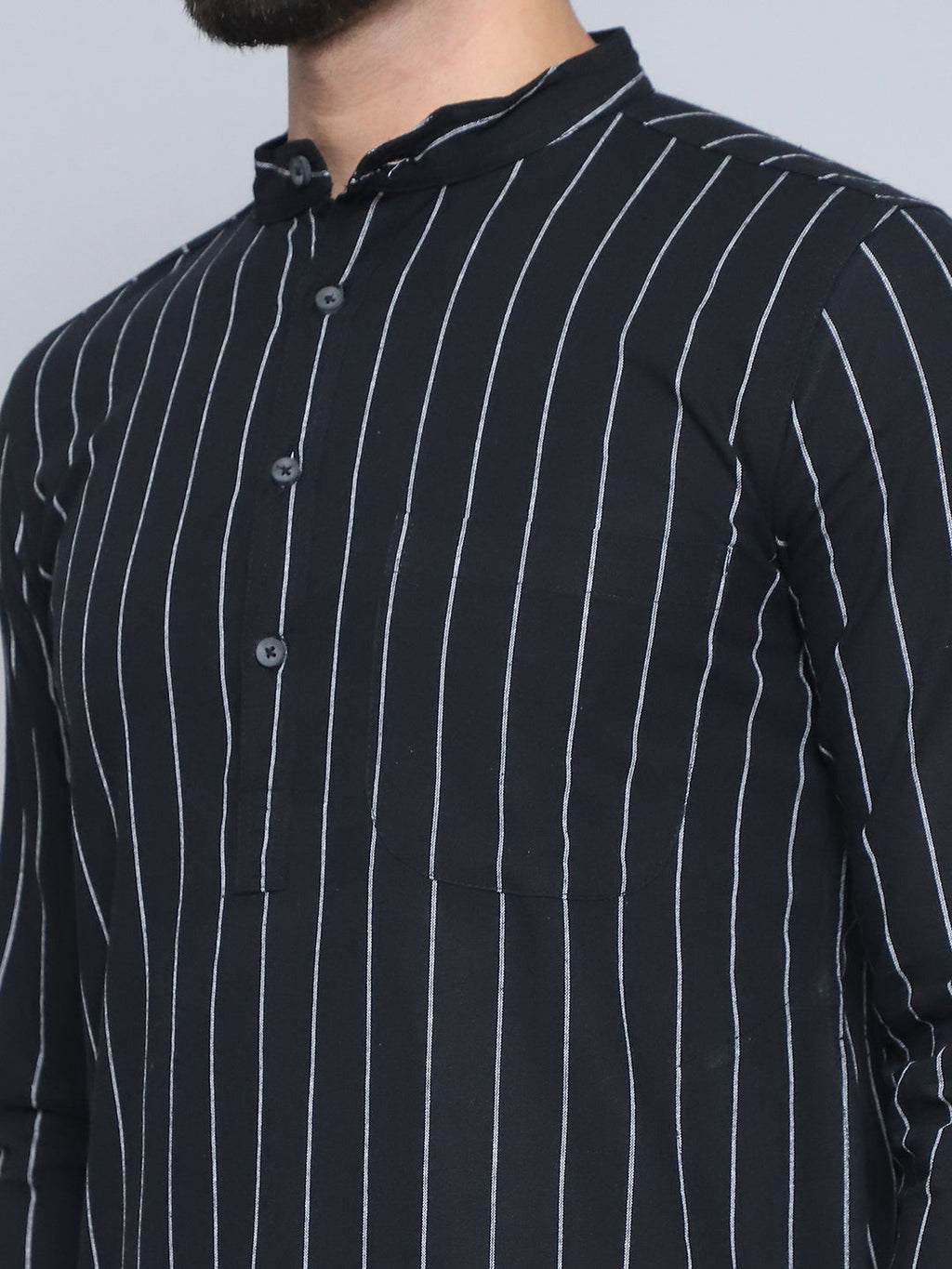 Even Apparels Men's Pure Cotton Black Kurta