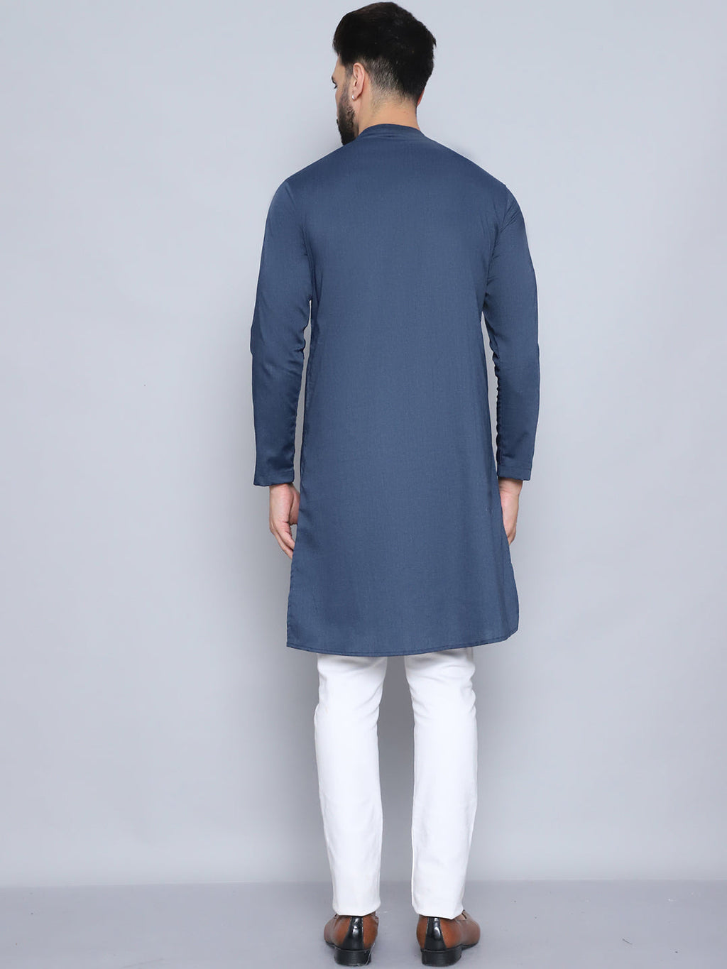 Even Apparels Men's Pure Cotton Blue Sherwani Kurta