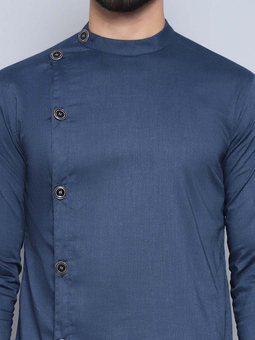 Even Apparels Men's Pure Cotton Blue Sherwani Kurta
