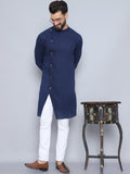 Even Apparels Men's Pure Cotton Blue Sherwani Kurta