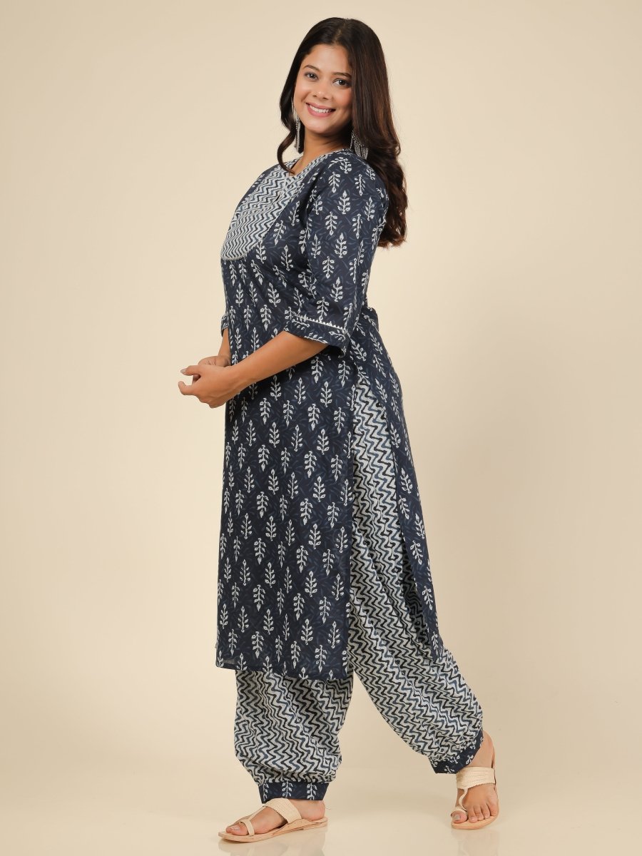 Aramya Straight Soft Cotton Block Print Women's Kurta - Blue