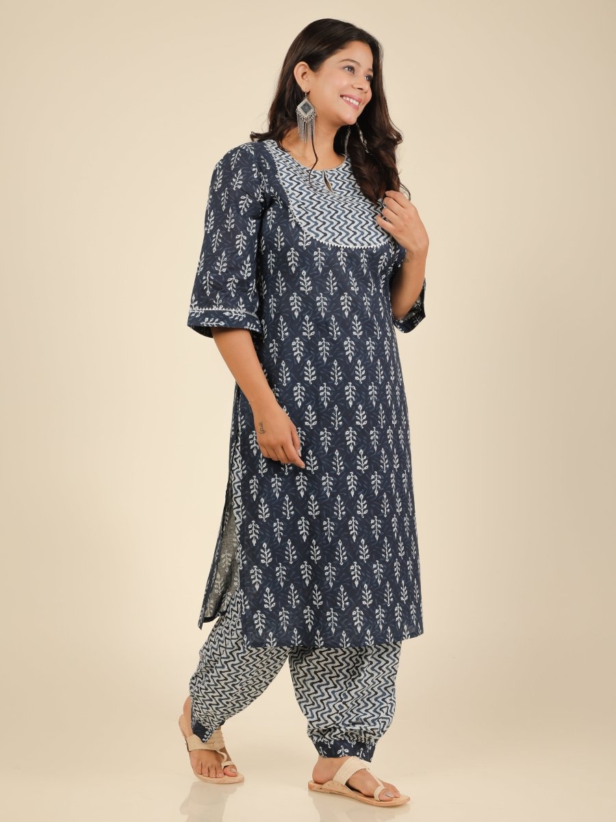 Aramya Straight Soft Cotton Block Print Women's Kurta - Blue