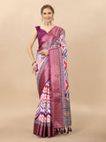 Lorenvalley Fashion Charming Zigzag Digital Print Saree With Heavy Rich Zari Border & Blouse - Mutlicolor