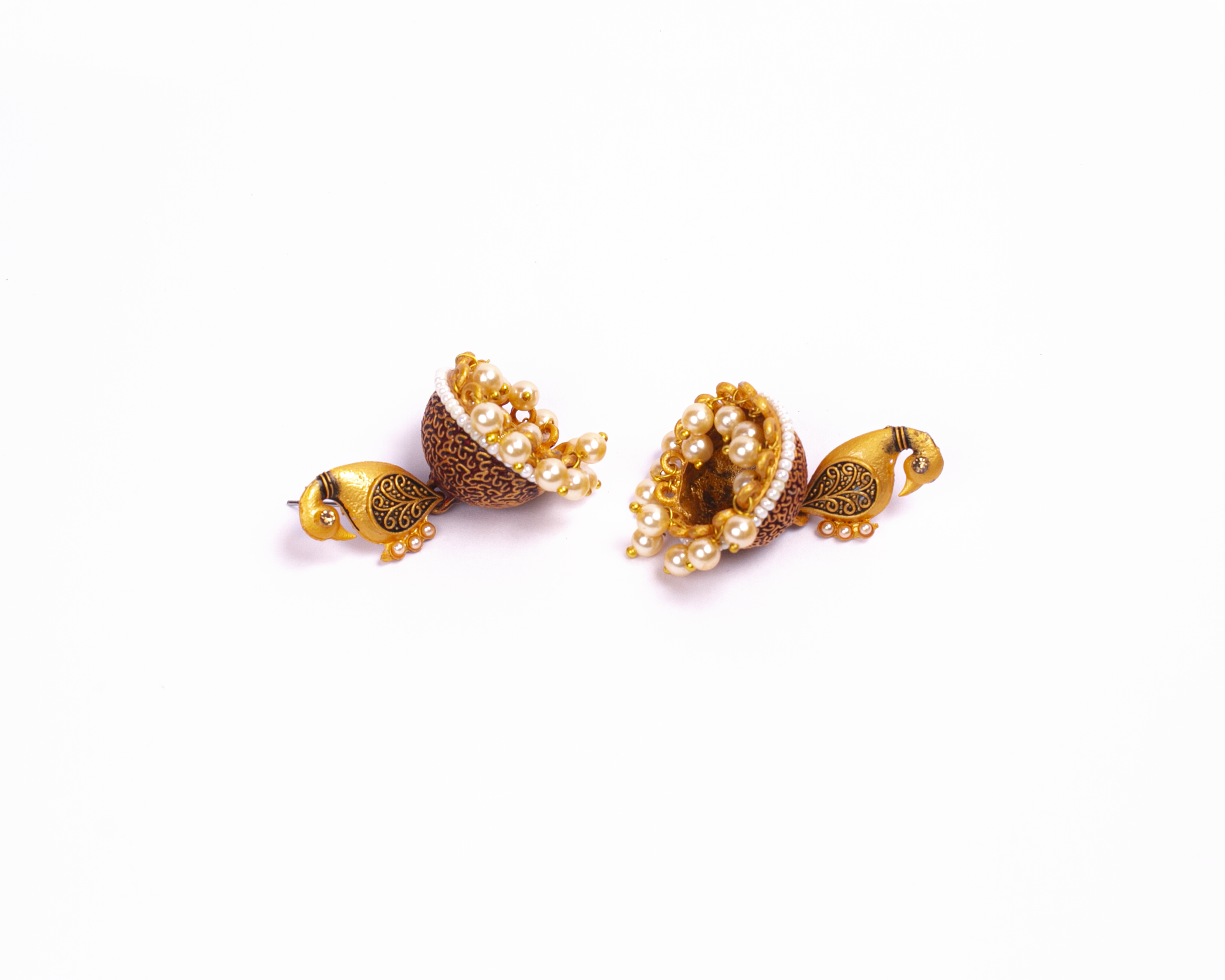 Gold-Polished Alloy Peacock Shape Jhumki Earrings - The Pari