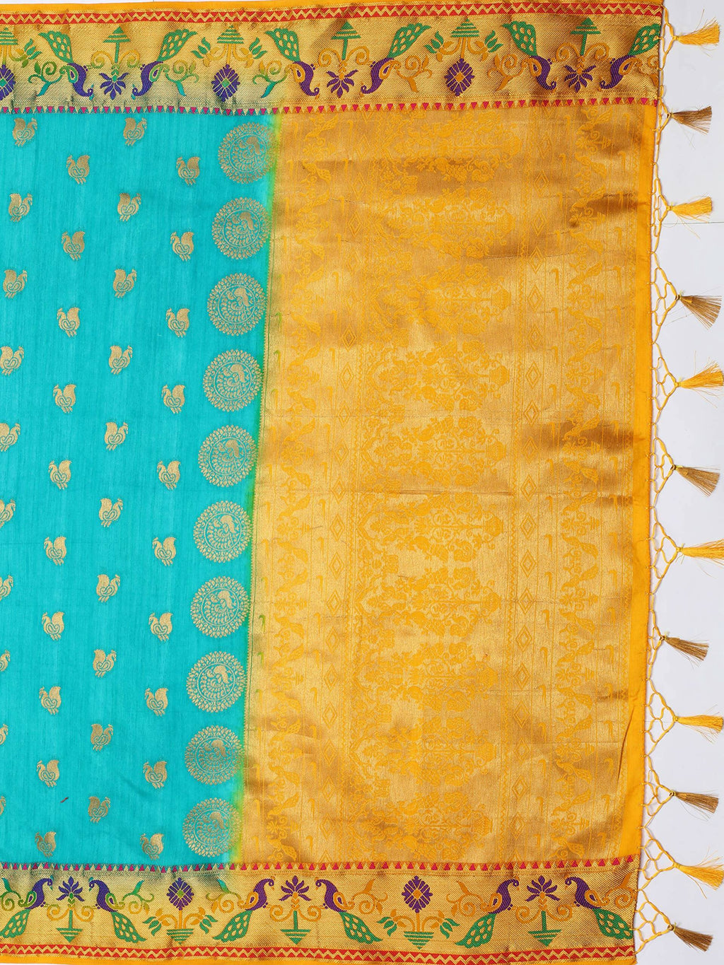 Mimosa Women's Turquoise Kanchipuram Silk Saree