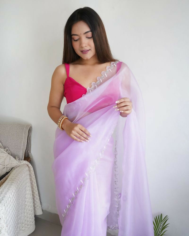 Vamsee Sheetal Lavender Organza Saree