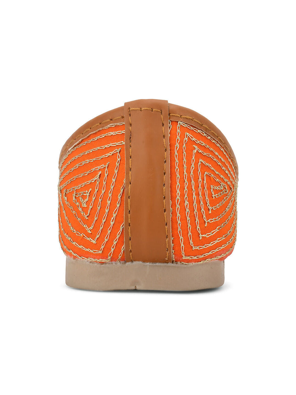 Desi Colour Women Indian Ethnic Footwear-Orange Dabka