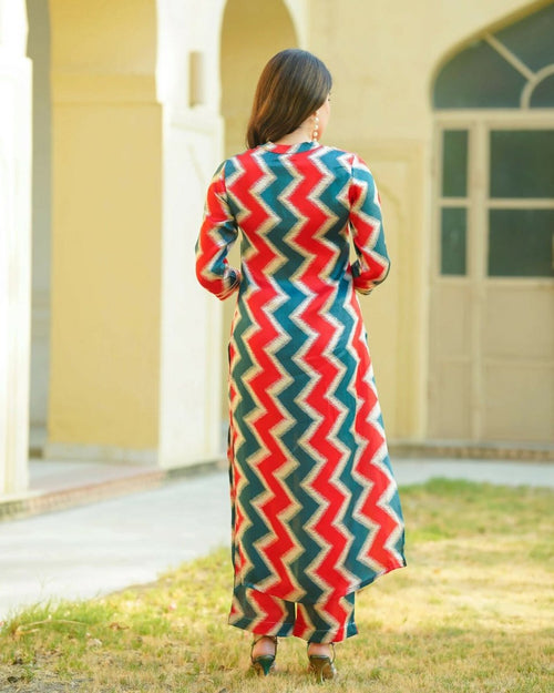 Aayaa Pure Muslin printed Kurti & Pant - Multi Color