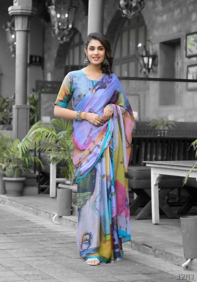 stylish Casual Multi Imported georgette Ready to Wear Fancy Saree - Ashwini