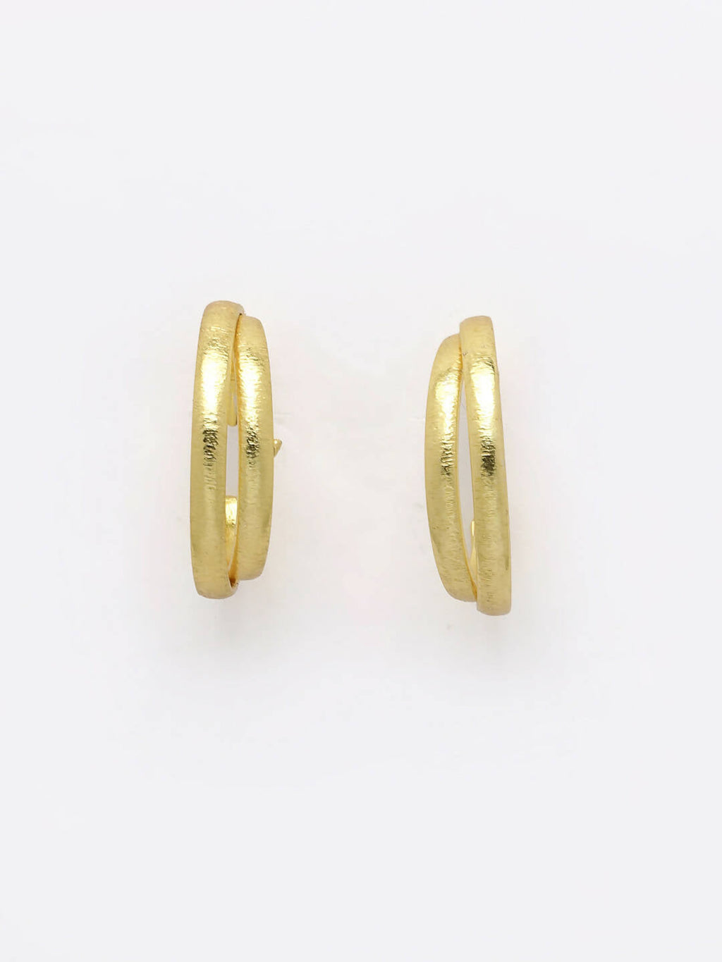 NVR Women Gold-Polished Alloy Circular-Shaped Half Hoop Earrings