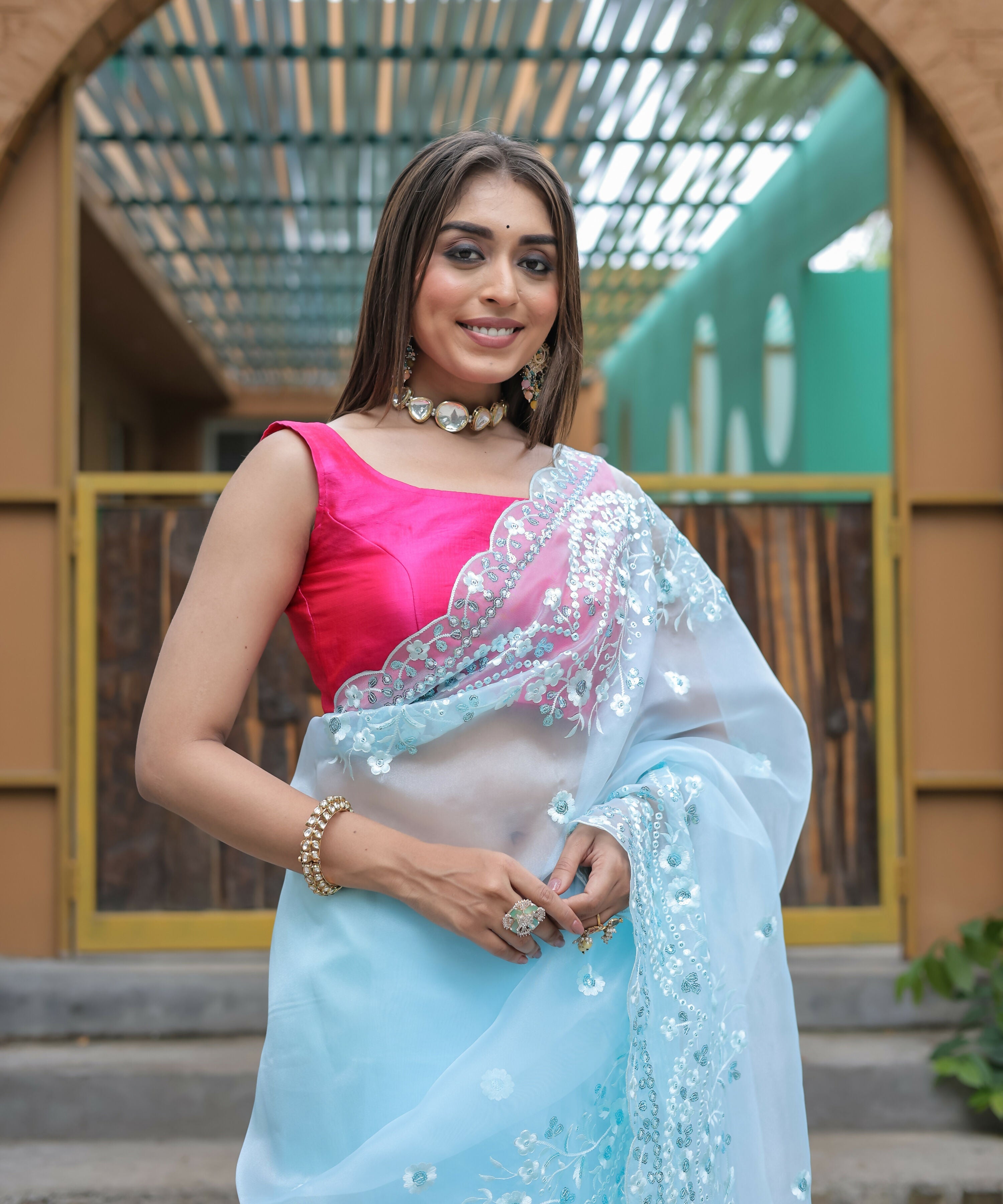 Vamsee Kiki Sky Organza Saree