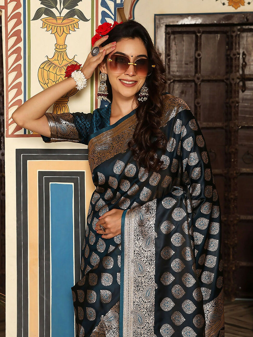 Shree Shyam Fashion Teal Silk Saree