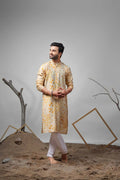 Yellow Modal Silk Designer Printed Kurta Set - Mahotsav