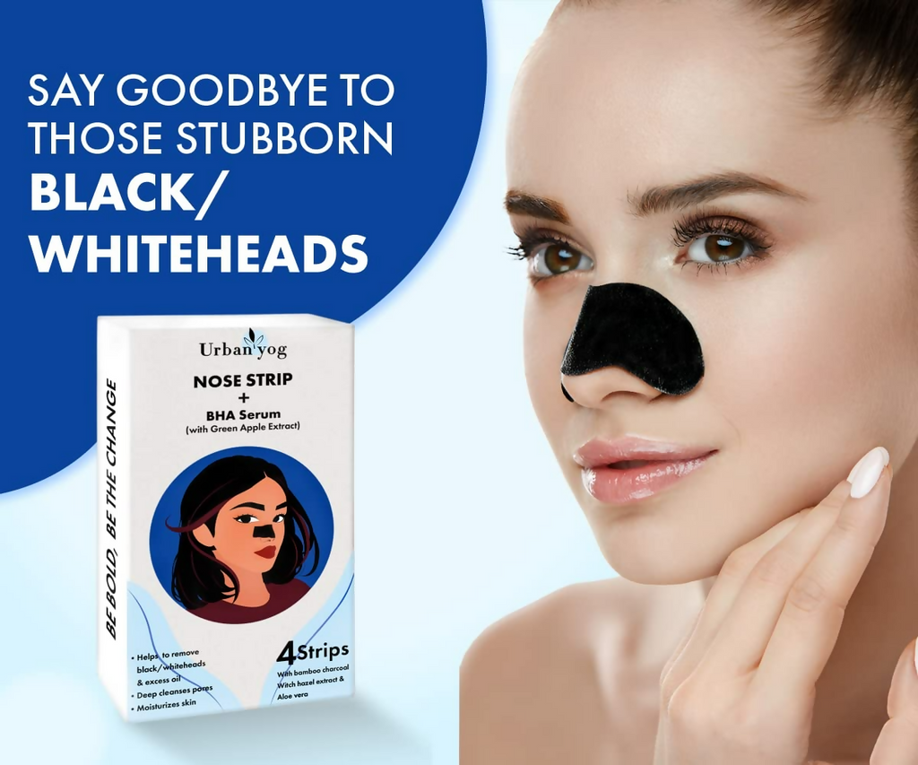 Urban Yog Nose Strip for Blackheads & Whiteheads Removal (4 Strips) + BHA Serum