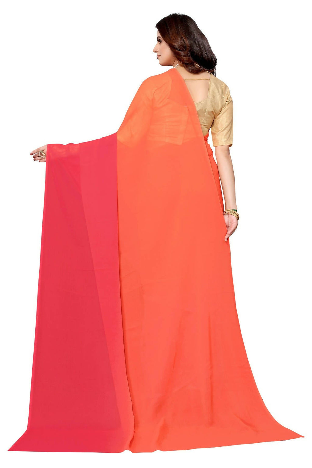 Vamika Peach Half N Half Georgette Saree