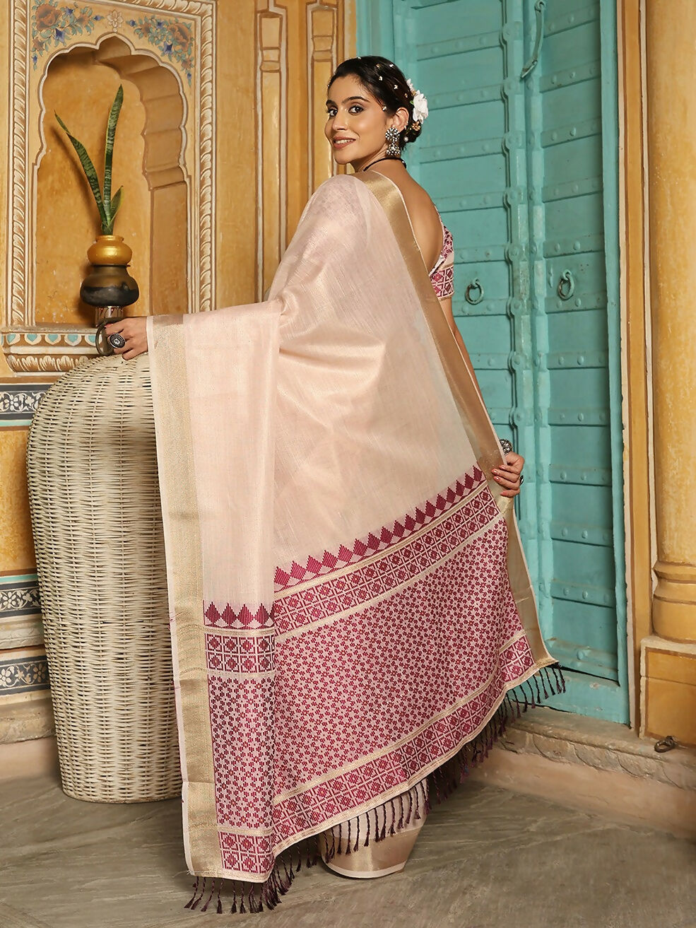 Shree Shyam Fashion Wine Linen Saree