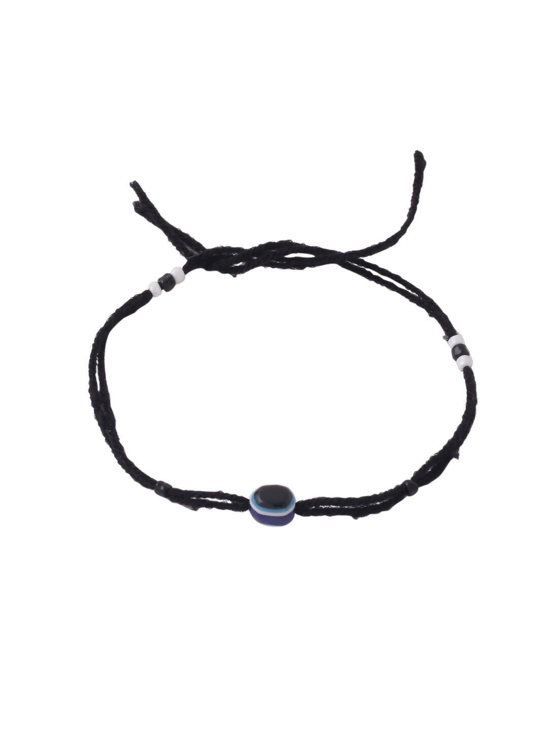 NVR Women Set of 2 Evil Eye Adjustable Black Anklets