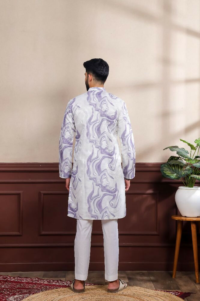 Purple Art Silk Digital Printed, Embroidery Work Kurta Set - Mahotsav