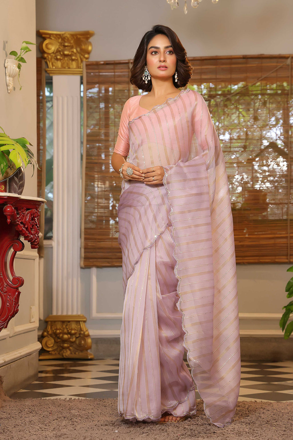 Vamsee Vijaytara Lavender Organza Saree