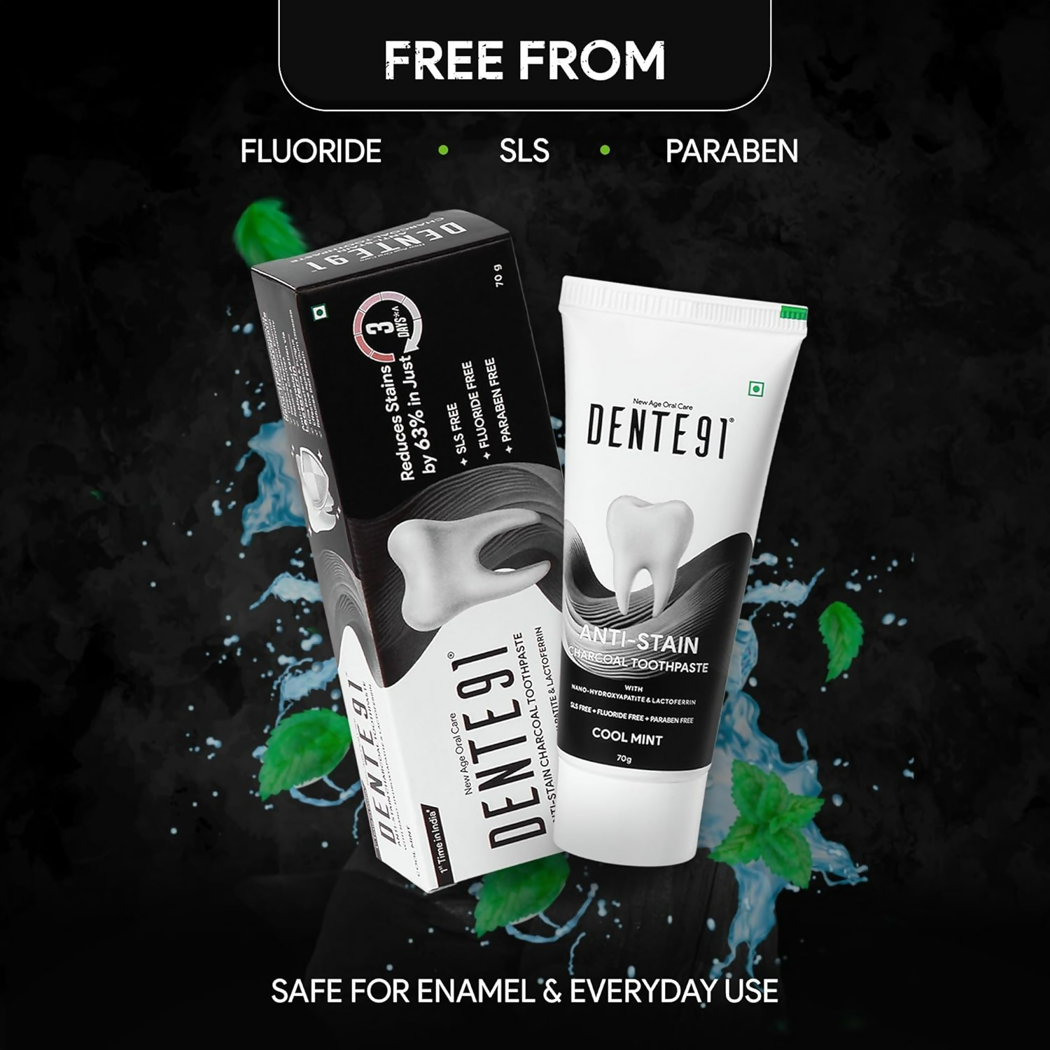 Dente91 Anti-Stain Charcoal Toothpaste