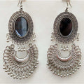 MS Fashion India Kashmiri Chandbali Silver Dangle Oxidized Earrings