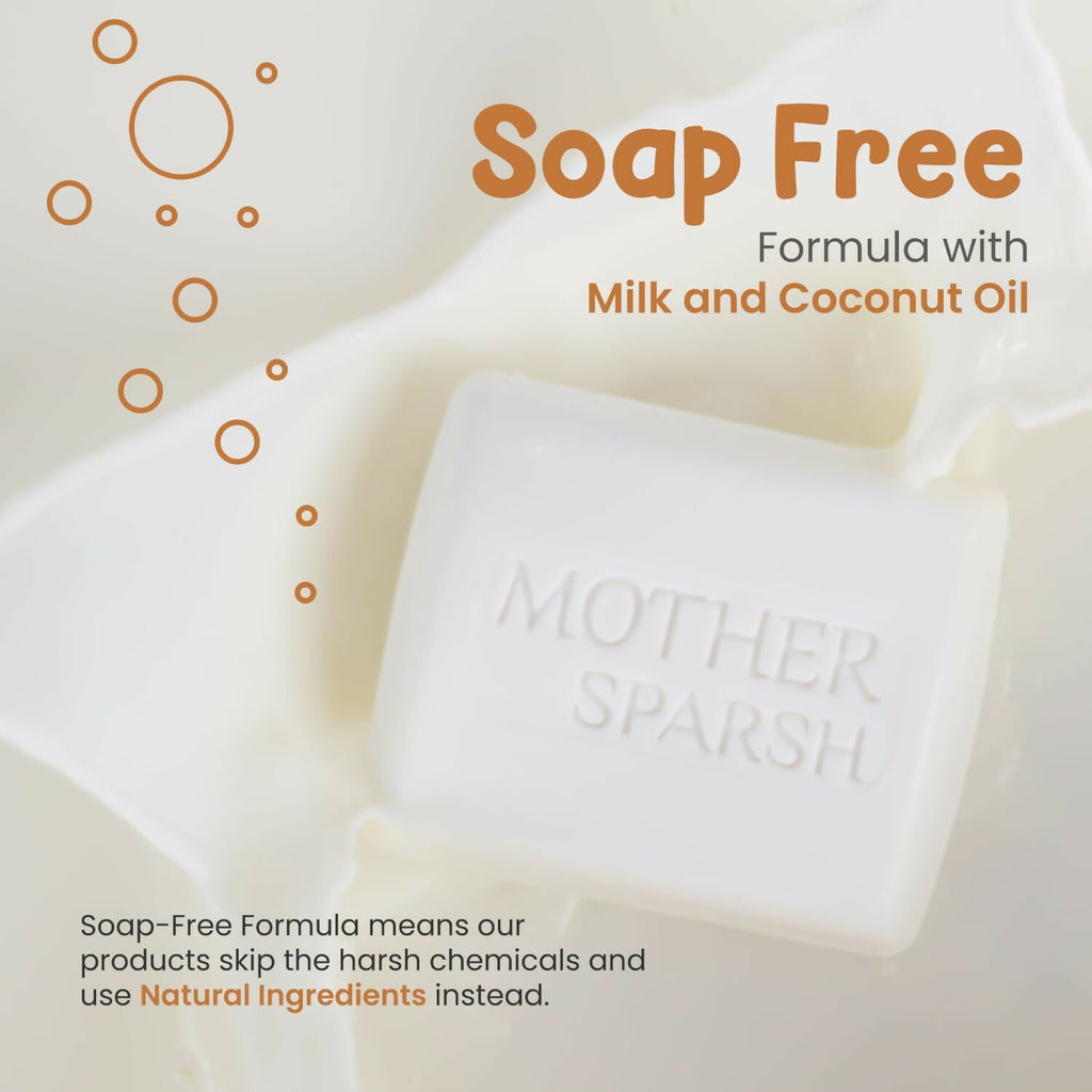 Mother Sparsh Milky Soft Baby Bathing Soap Bar For Hypoallergenic pH 5.5, Tear-Free Formulation, Prevents Dryness