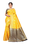 Vamika Ethnic Fire Yellow Weaving Banarasi Jacquard Saree