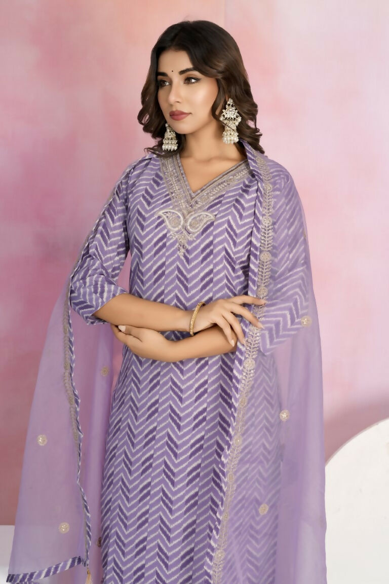 Ethnic Festive Wear Viscose Chanderi Purple Stitched Suit With Dupatta - Tanisha