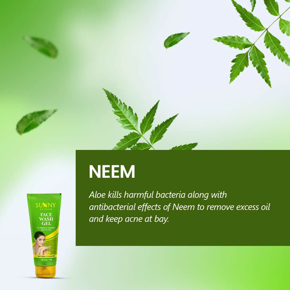 Sunny Herbals Face Wash Gel with Aloevera, Calendula, Neem & Tulsi